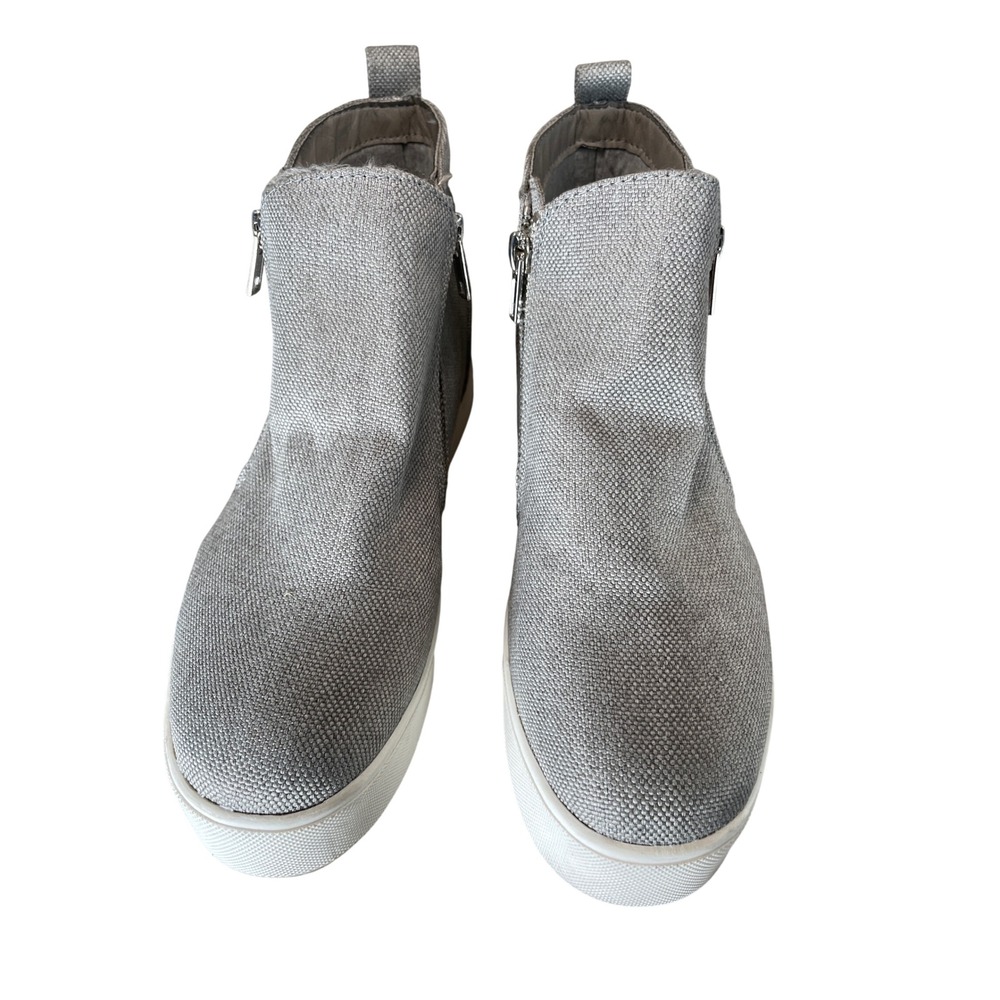Soda Womens Grey Metallic Hidden Wedge High Top Fashion Sneakers Size 8.5